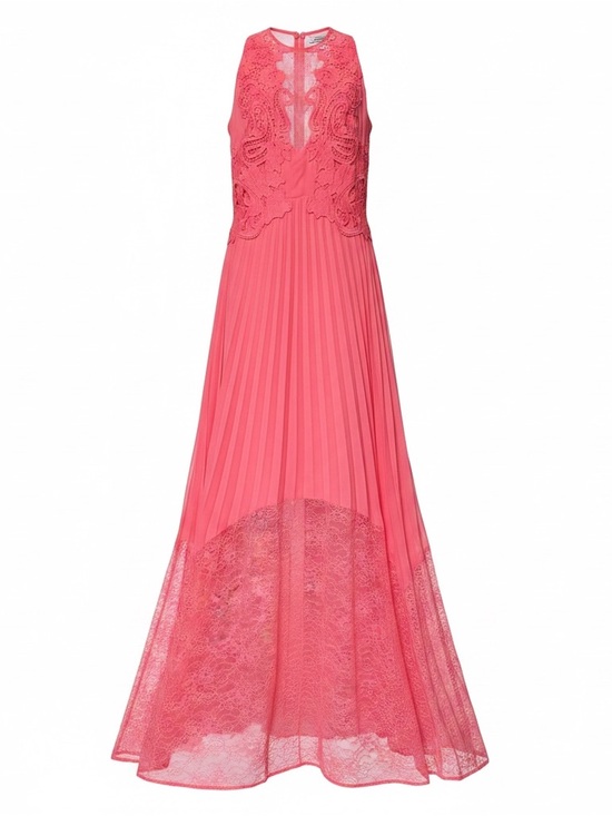 Boston Proper Dresses & Skirts - Boston Proper Coral Pink Lace & Pleated Maxi Dress